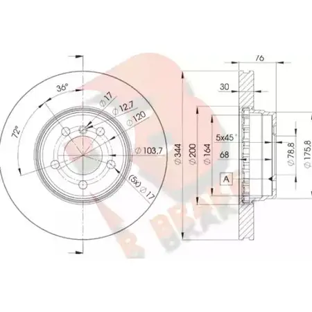 Тормозной диск R BRAKE 4387594 OURYT 78RBD22207 U HXSD9H изображение 0