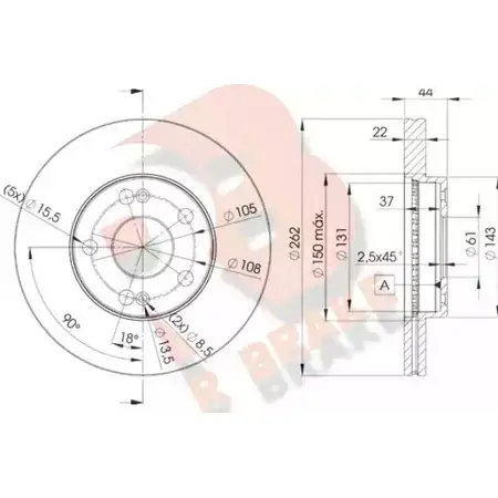 Тормозной диск R BRAKE 92DV2HM 4387600 78RBD22233 UN CP0 изображение 0