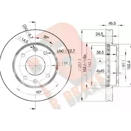 Тормозной диск R BRAKE 4387647 U8FUNQX 78RBD22902 Z70T P