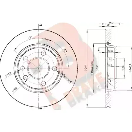 Тормозной диск R BRAKE 4387662 77QAX 78RBD23021 R F9MF изображение 0