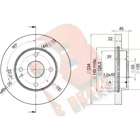 Тормозной диск R BRAKE 78RBD23255 SJW2 I 4387679 MIGQI7K изображение 0