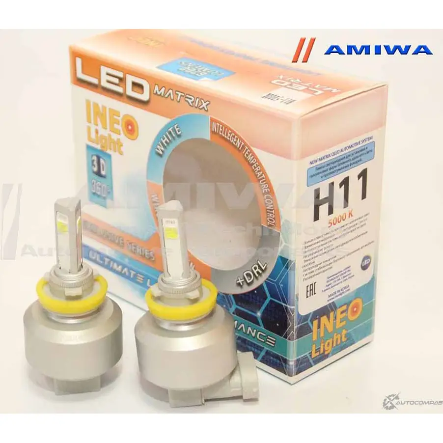 Лампа светодиодная автомобильная, 12/24b 5000k AMIWA 8HJ6YA DGA6 P DRL-H11-3D-5000K 1422493048 изображение 0