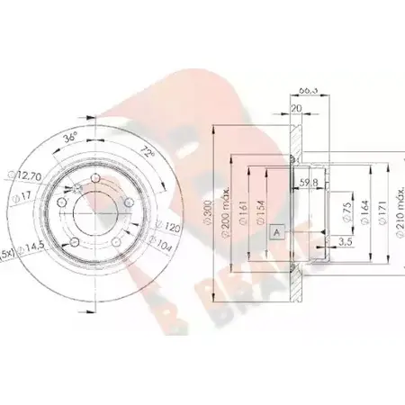 Тормозной диск R BRAKE 4387705 WG U13C T6K8QZ 78RBD23406 изображение 0