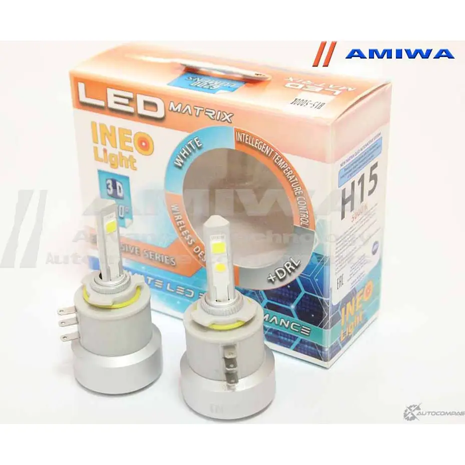 Лампа светодиодная автомобильная, 12/24b 5000k AMIWA DRL-H15-3D-5000K VQW0N C 1422493056 67JXJ изображение 0