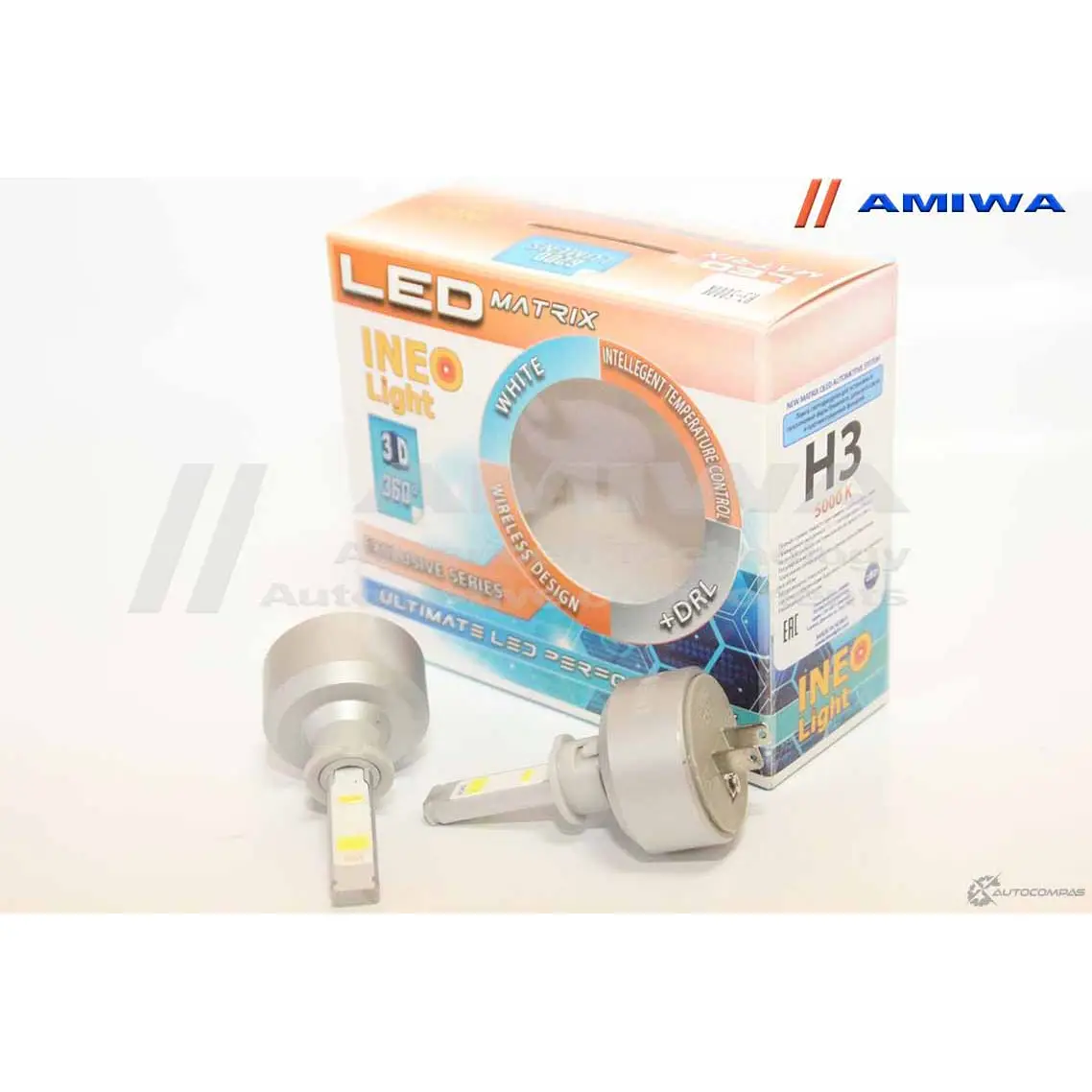 Лампа светодиодная автомобильная, 12/24b 5000k AMIWA J9LJL W 9UJKIW 1422493057 DRL-H3-2D-5000K изображение 0