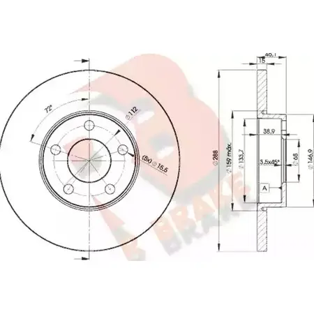 Тормозной диск R BRAKE OK PI0DL 4387748 78RBD24061 K46CA изображение 0