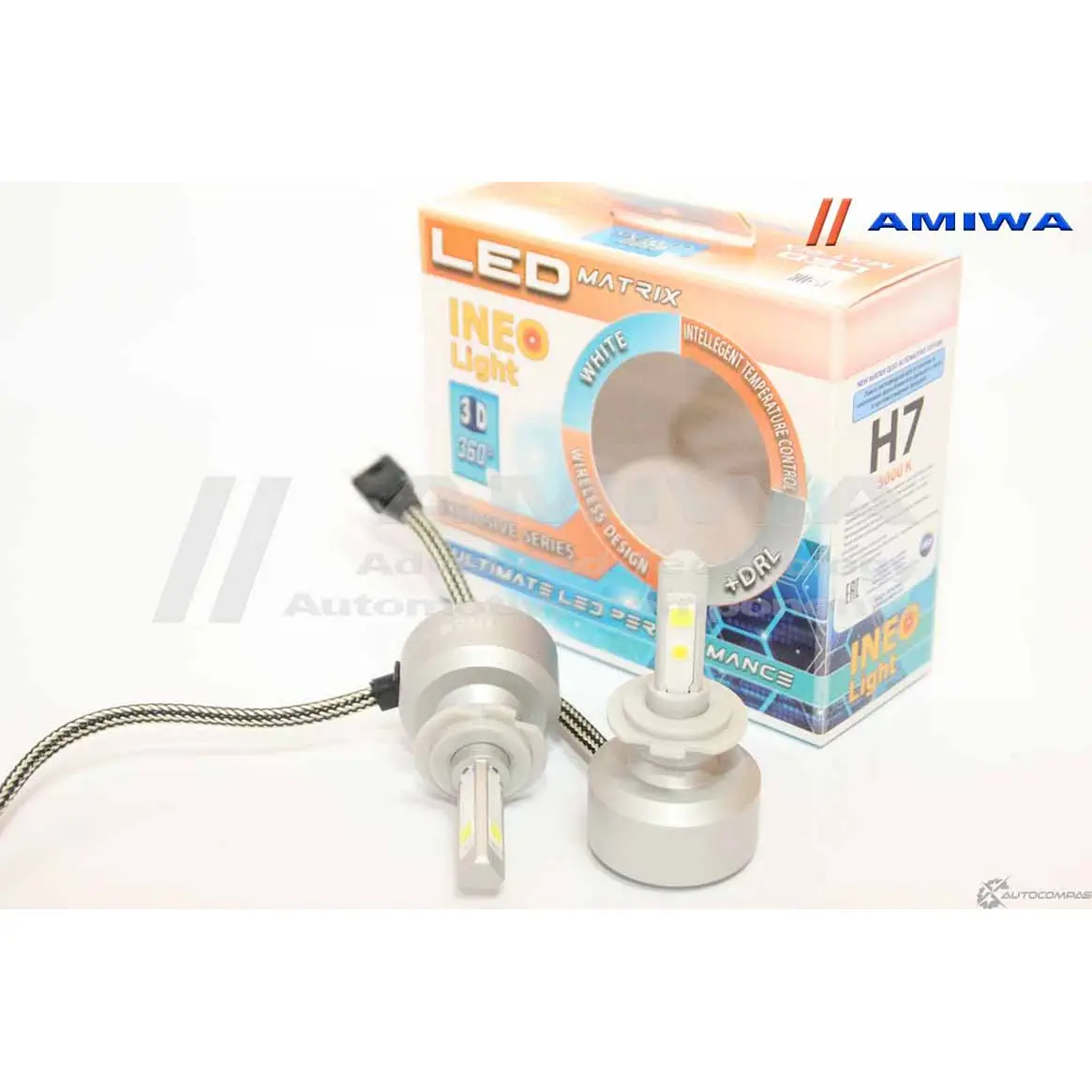 Лампа светодиодная автомобильная, 12/24b 5000k AMIWA DRL-H7-3D-5000K 1422493050 IRWT2 3 670CVU6 изображение 0