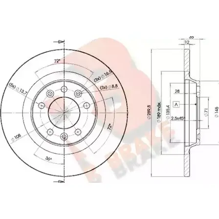 Тормозной диск R BRAKE 78RBD24609 4387794 S IUWE8W N51CKJ изображение 0