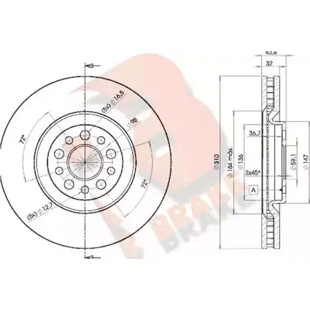Тормозной диск R BRAKE 3PROFSA 4387815 C 9VT614 78RBD24684
