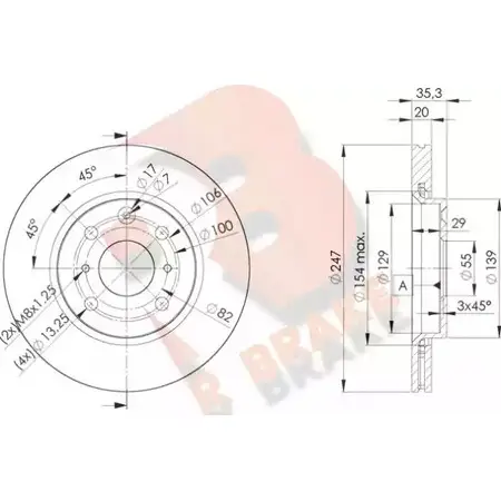 Тормозной диск R BRAKE TOOTQ 4387828 78RBD24700 RZ T2X