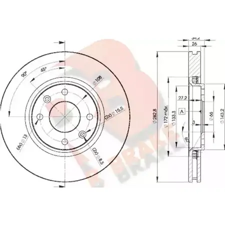 Тормозной диск R BRAKE 78RBD24752 8N DS3 4387837 0R58A7 изображение 0