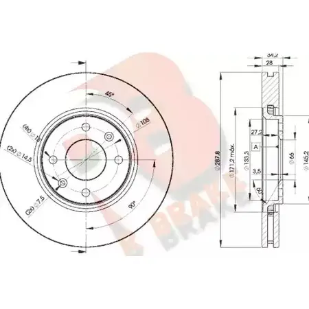 Тормозной диск R BRAKE ZWR 4CDC 78RBD24753 4387838 4EIU2L7