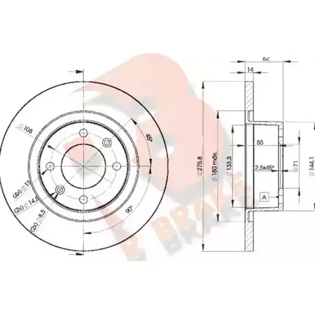 Тормозной диск R BRAKE UH 18I0 4387839 JZ8SZSJ 78RBD24754 изображение 0