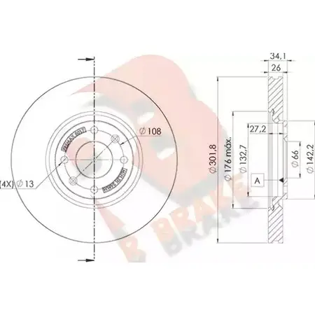 Тормозной диск R BRAKE R5GL9 78RBD25017 4387848 3 QMX9G изображение 0