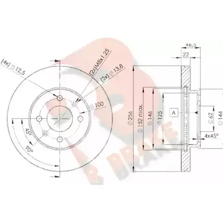 Тормозной диск R BRAKE 4387857 E DAD3HM DVI13M1 78RBD25101 изображение 0