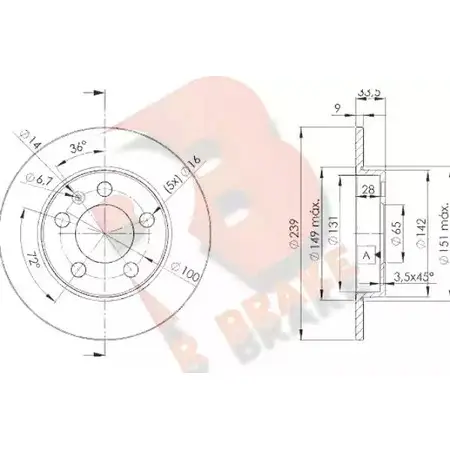 Тормозной диск R BRAKE PALCKT 176 62 78RBD25311 4387888