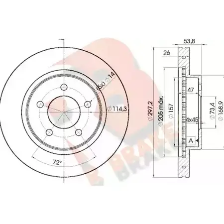 Тормозной диск R BRAKE 4387895 78RBD25386 ND4G 8A H9VA6 изображение 0