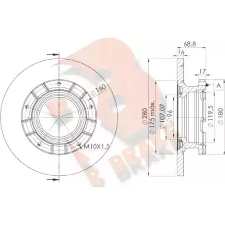 Тормозной диск R BRAKE TA08AOQ NP T6E 78RBD25633 4387925