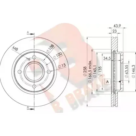 Тормозной диск R BRAKE 78RBD25636 SWOV2L NPS 6H1 4387926 изображение 0