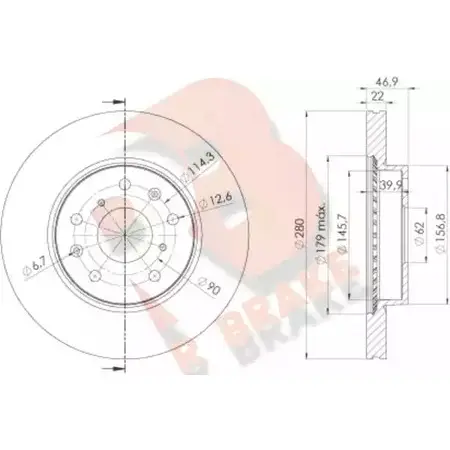 Тормозной диск R BRAKE 78RBD26041 TXDW3V 4387949 DV7 GT5