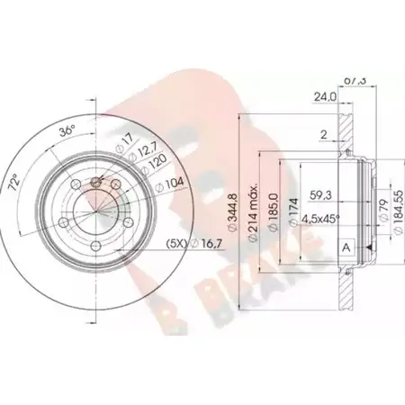 Тормозной диск R BRAKE 4387964 78RBD26129 8FTOX78 O5W0Y7 4 изображение 0