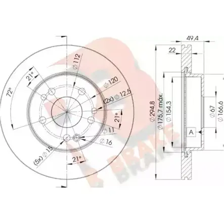 Тормозной диск R BRAKE SE JBTI 4387975 78RBD26471 STWXI5C изображение 0