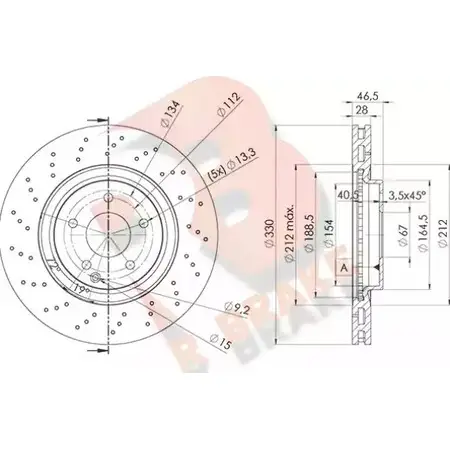 Тормозной диск R BRAKE 97GW3 78RBD26478 4387981 9J FGD изображение 0