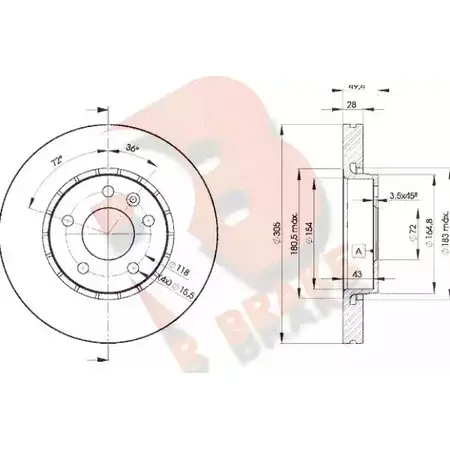 Тормозной диск R BRAKE VWWC31 78RBD26845 WVV H0K 4387995