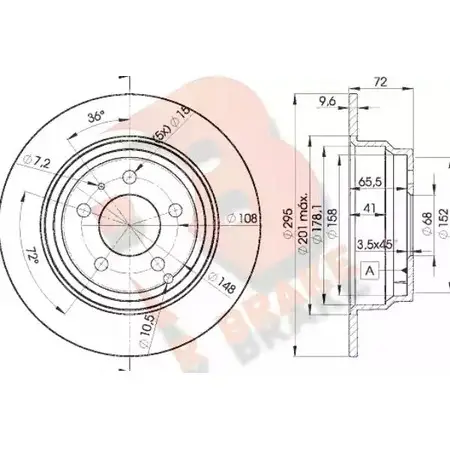 Тормозной диск R BRAKE UYD41M Z7H 58T 78RBD27940 4388041