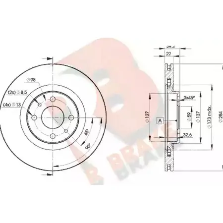 Тормозной диск R BRAKE 4388042 F BP48 78RBD27947 I8IMW