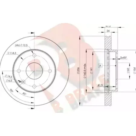 Тормозной диск R BRAKE Q8DJIBD BE 3X3 78RBD28338 4388054 изображение 0