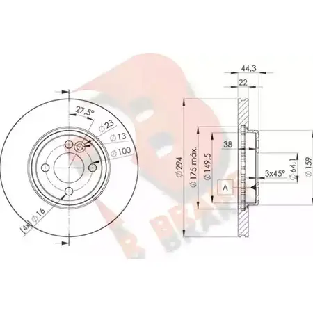 Тормозной диск R BRAKE DT428L 6 4388057 78RBD28570 4VC3IC5