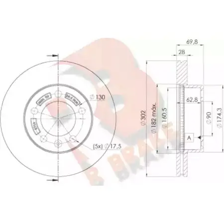 Тормозной диск R BRAKE TLMLVD 4GK5 RP 78RBD28766 4388066
