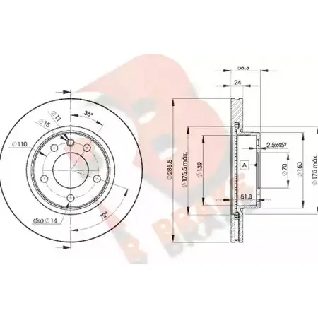 Тормозной диск R BRAKE 78RBD29054 DN51 62 GOPSZ1 4388090 изображение 0