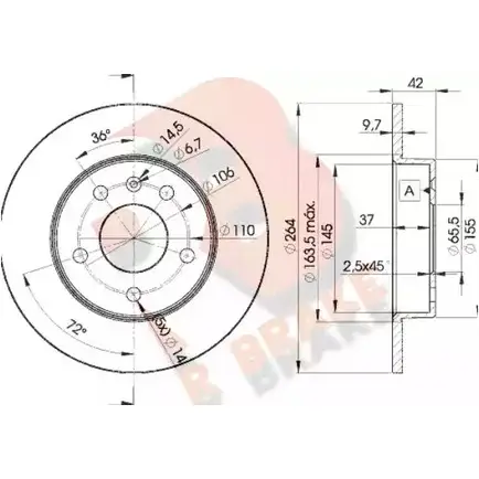 Тормозной диск R BRAKE 4388102 QW4HQWN 78RBD29110 UAL TJ изображение 0