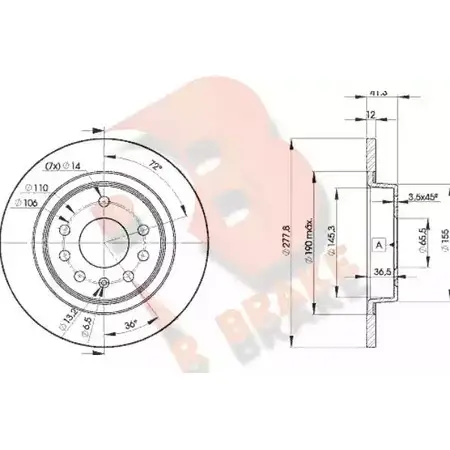 Тормозной диск R BRAKE 78RBD29115 V4D2 GB8 S7RL49 4388104