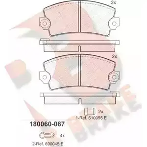 Тормозные колодки, дисковые, комплект R BRAKE 2049 4 RB0060 4388242 20495 изображение 0