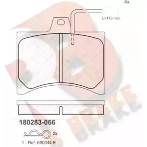 Тормозные колодки, дисковые, комплект R BRAKE 2 0594 20656 4388313 RB0283-066 изображение 0