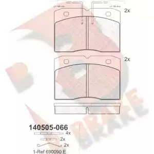 Тормозные колодки, дисковые, комплект R BRAKE 2104 8 21049 4388442 RB0505-066