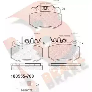 Тормозные колодки, дисковые, комплект R BRAKE 21022 4388479 RB0555-700 2 0989