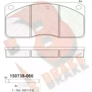 Тормозные колодки, дисковые, комплект R BRAKE RB0738 2130 2 4388569 29302 изображение 0