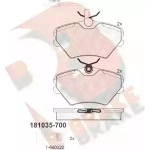 Тормозные колодки, дисковые, комплект R BRAKE 21424 4388855 21 423 RB1035-700
