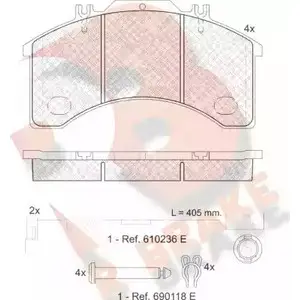 Тормозные колодки, дисковые, комплект R BRAKE RB1042-110 Y0OR3C 4388870 290 32