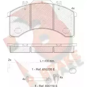 Тормозные колодки, дисковые, комплект R BRAKE 290 32 9VLP2 4388871 RB1042-111