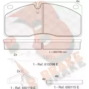 Тормозные колодки, дисковые, комплект R BRAKE B17FJP 29 067 RB1079 4388900