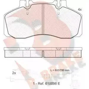 Тормозные колодки, дисковые, комплект R BRAKE 29 065 4388904 3UQAU RB1080-114 изображение 0