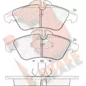 Тормозные колодки, дисковые, комплект R BRAKE 21577 RB1104-046 4388932 215 76