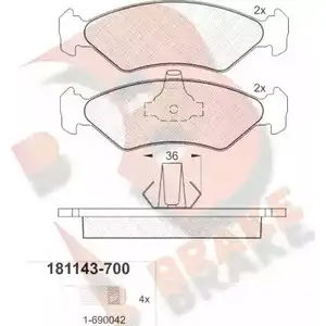 Тормозные колодки, дисковые, комплект R BRAKE RB1143-700 4388983 23102 2310 1