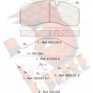 Тормозные колодки, дисковые, комплект R BRAKE 4389115 29094 RB1254-225 2909 3 изображение 0