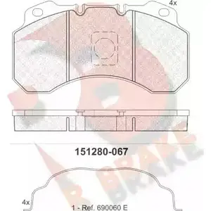 Тормозные колодки, дисковые, комплект R BRAKE 4389143 29 100 RB1280 TOUH8 изображение 0